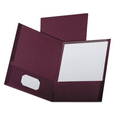 Oxford Linen Finish Twin Pocket Folders Letter Burgundy 25/Box 53441