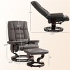 Faux Leather Recliner with Ottoman, Swivel Recliner Chair and Ottoman with High Back and Wood Base - 3 of 4