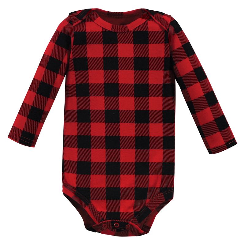 Hudson Baby Infant Boy Cotton Long-Sleeve Bodysuits, Winter Moose 3-Pack, 5 of 7