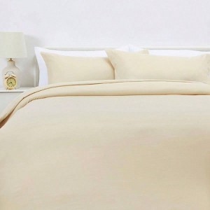 Lightweight Microfiber 3 - Piece Duvet Cover Set, Beige, Solid, King. - 1 of 4