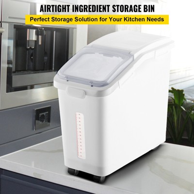 VEVOR Rice Storage Container, 11.4Gallon/50L Capacity Large Dog Food Dispenser Bin, Kitchen Ingredient Grain Cereal Flour Bin, 1 Pack, White — фото 3