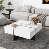 Unique Design Coffee Table with 4 Hidden Storage Compartments, Square Cocktail Table with Extendable Sliding Tabletop - 2 of 4