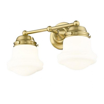 Luxe Gold 15.5" Dimmable Vanity Light with Opal Glass Shades