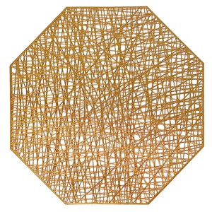 Wrapables Vinyl Metallic Colored Placemats for Weddings, Parties, Special Events (Set of 4), Bronze Octagon - 1 of 4