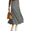 Women's Wool Blend A-Line Long Skirt with Wide Elastic Waistband & Flow Pleats Grey - 2 of 4