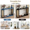 Gulches Console Table with Unique Irregular Top Design Entryway Table with Open Shelf Rattan Sofa Table for Living Room Hallway and Entrance(Black) - 2 of 4