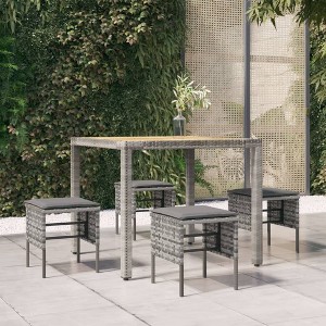 vidaXL Patio Footstools with Cushions 4 pcs Gray Poly Rattan - 1 of 4