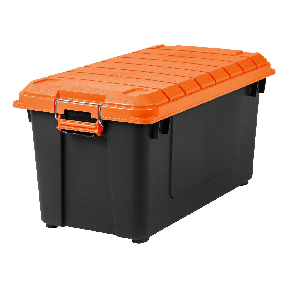 Photos - Clothes Drawer Organiser IRIS 3pk 82 qt Store-it-All Container Black with Orange Lids and Buckles 