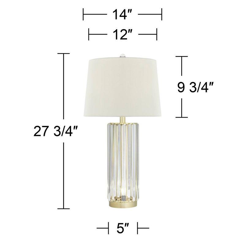 Regency Hill Rivera Traditional Table Lamp 27 3/4" Tall Clear Glass with Nightlight LED White Shade for Bedroom Living Room Bedside Nightstand Office, 4 of 10