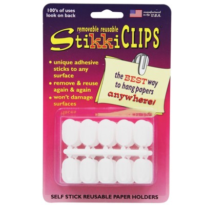 Stikkiworks StikkiCLIPS Adhesive Clips, White, Pack of 30 (Case of 3)