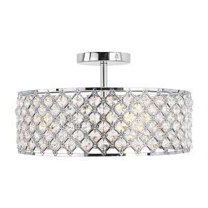 Parrot Uncle 14.76" Modern Chrome Crystal Semi Ceiling Lamp Light - 1 of 4