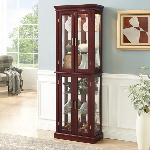Okak Diapaly Cabinet, Curio Cabinet with 6 Adjustable Shelves and Tempered Glass Doors, Tall Cabinet for Living Room, Bedroom - 1 of 4