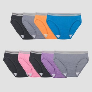 Fruit of the Loom Women's 6+3 Bonus Pack Cotton Heather Bikini Underwear - Blue/Green/Purple - 1 of 4