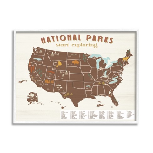 Stupell Industries Start Exploring National Parks Map United States ...