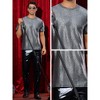 Lars Amadeus Men's Round Neck Short Sleeve Metallic Party Sparkly T-Shirts - 4 of 4