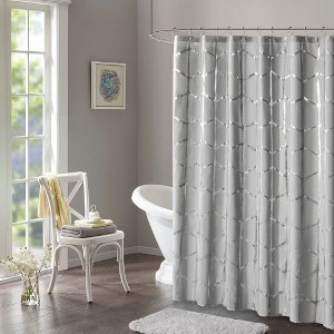 PAGED Modern Metallic Geometric Shower Curtain, 72x72" Shower Curtain with Shiny Print, Printed Metallic Shower Curtain for Bathroom - 1 of 4