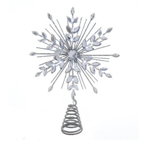 Kurt Adler 18-Light Cool White Micro LED Glitter Snowflake Treetop, Silver, 11.75" - 1 of 4