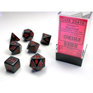 Chessex Opaque Polyhedral 7-Die Set: Black/red - 1 of 1