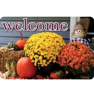 Ashley Productions® The Original Fun Mat™, Welcome Mat, 15.5" x 23.5", Scarecrow Flowers Welcome - 1 of 1