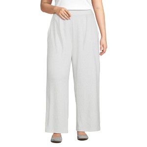 Lands' End Women's Knit High Rise Pleated Wide Leg Pants - 1 of 3