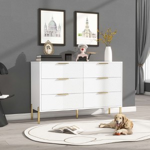 ORRD 9-Drawer White Dresser with Gold Pulls & Metal Feet – Modern Storage Cabinet for Hallway, Entryway & Living Room - 1 of 4