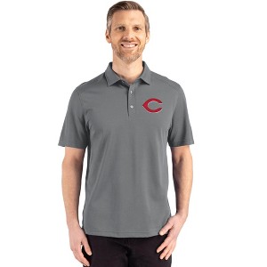 Cincinnati Reds Cutter & Buck Advantage Refresh Epic Confidence Recycled Mens Big & Tall Tri-Blend Pique Polo - Elemental Grey - 3X Large Tall - 1 of 1