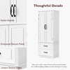 PAGED Farmhouse Dining Room Cabinet, Adjustable Kitchen Storage Cabinet, 2-Door Embossed Texture Cupboard, Sideboard Buffet Cabinet - 4 of 4