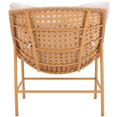 Beige and Natural Wicker Accent Chair with Cushions