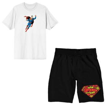 Superman Hero In Flight Men's Short Sleeve Shirt & Sleep Shorts Set