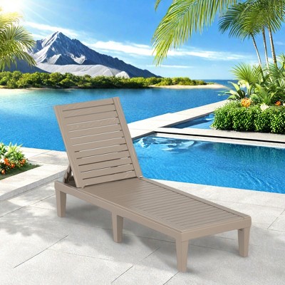 FURNIinspire Patio Chaise Lounges lounge chair with 5 Levels Adjustable Backrest, Suitable for courtyard, garden, light brown, 75“*23"*11.26"