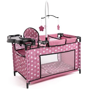 Bayer Design: Doll Travel Multi-Bed - Pink & White Stars,For Dolls Up to 18" - 1 of 4