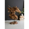 Teakwood Horse Head Sculpture with Iron Base – 30" Tall Rustic Decor by Kalalou - 3 of 3