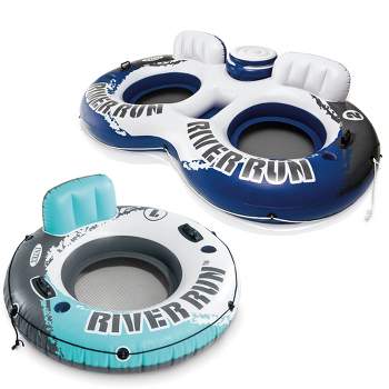 Intex River Run Inflatable Floating Water Tube Lake Pool Ocean Raft, Red &  Blue : Target