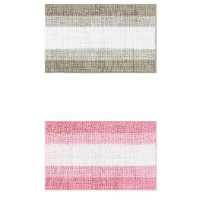 Unique Bargains Chenille Fluffy Striped Extra Soft Absorbent With Non-Slip Backing Bath Floor Mats 2 Pcs - 1 of 4