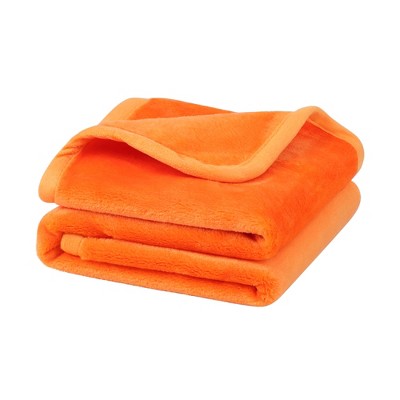 Piccocasa Flannel Fleece Soft Luxury Bed Blankets 1 Pc Orange 30