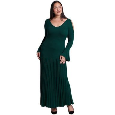 eloquii green dress Plus Size Women's Pleated Sweater Maxi by in Emerald (Size 18/20) Kimono dress