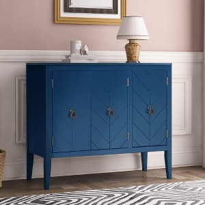 Lycvki Adjustable Shelf Storage Sideboard with 3 Retro Metal Handles and 4 Pinewood Legs - 1 of 4