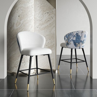 CAVINAS 31.5"Chic Counter Height Bar Stool,Set of 2,Jacquard Bar Chairs for Dining Room&Kitchen,Upholstered Counter Stools,Dining Chairs