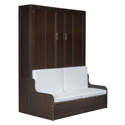 TiramisuBest Queen Size Murphy Bed Wall Bed with Cushion - Espresso MDF+LVL Design