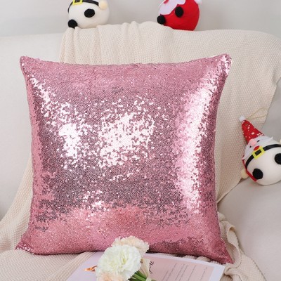PiccoCasa Sequin Throw Pillow Cover Glitzy Shiny Sparkling Satin Solid Square Pillowcase Cover 1 Pc