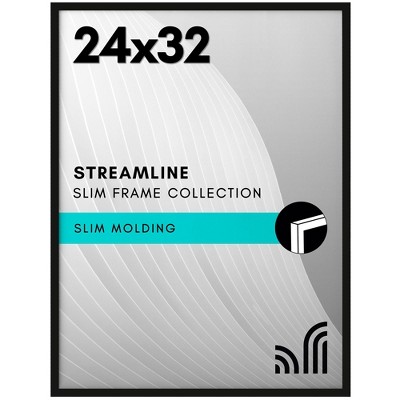 Americanflat 24x32 Poster Frame with Polished Plexiglass - Streamline Collection - Thin Border Picture Frame for Wall Display - Black