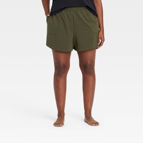 Women's Mid-Rise Knit Shorts 5 - All In Motion™ Olive Green 3X