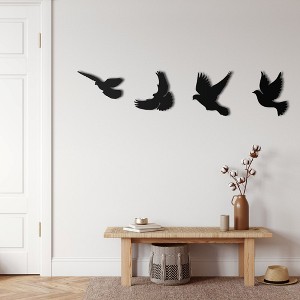 Sussexhome Birds Metal Wall Decor for Home and Outside - Wall-Mounted Geometric Wall Art Decor - Drop Shadow 3D Effect Wall Decoration - Set of 4 - 1 of 2