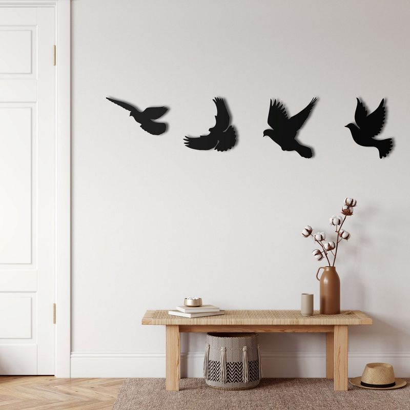 Sussexhome Birds Metal Wall Decor for Home and Outside - Wall-Mounted Geometric Wall Art Decor - Drop Shadow 3D Effect Wall Decoration - Set of 4, 1 of 3