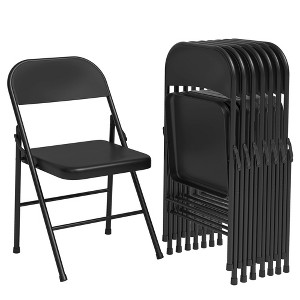Coucheta Steel Folding Chairs with Backrest, Heavy Duty Metal Foldable Dining Chairs Set of 6/8, 350 LBS Capacity, Square Chairs for Indoor & Outdoor - 1 of 4