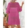 Womens Lightweight Tie Front Cardigan Mesh Knit Cover Ups Cardigan Hollow Out Beach Cover Ups,Rose - S - 2 of 4