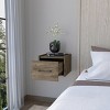 GlasFlength Nightstands Wall Mounted Bedside Table Storage Nightstand Floating Nightstand with Drawer for Room, Brown, 13.8"*13.2"*9.8" - 4 of 4