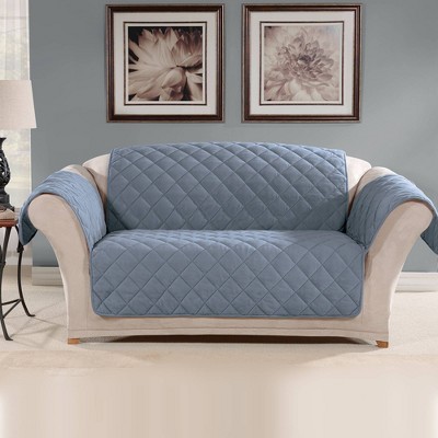 Suede Microfiber Loveseat Furniture Protector Cover Blue - Sure Fit