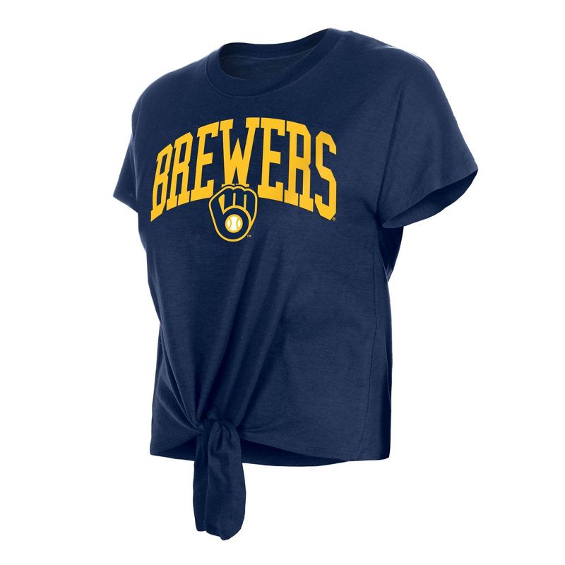 MLB Milwaukee Brewers Women&#39;s Front Knot T-Shirt, 3 of 7