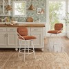 Art Leon Comfortable Fabric Mid-century Modern Swivel Barstool with Wood Back and Metal Frame - 2 of 4